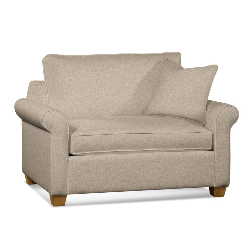 Park Lane Upholstered 55'' Sleeper Sofa, Air Dream Mattress, Havana Finish, Eggshell Crypton Performance; 0884-93