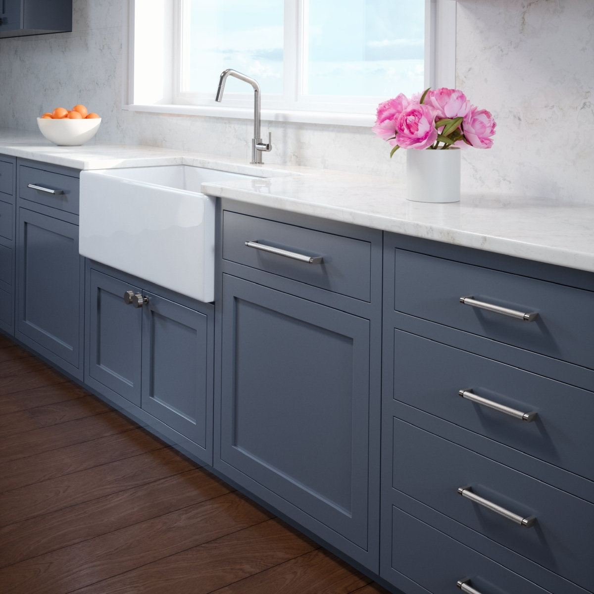 Kent Knurled Bar Cabinet Pull, Satin Nickel, 7"