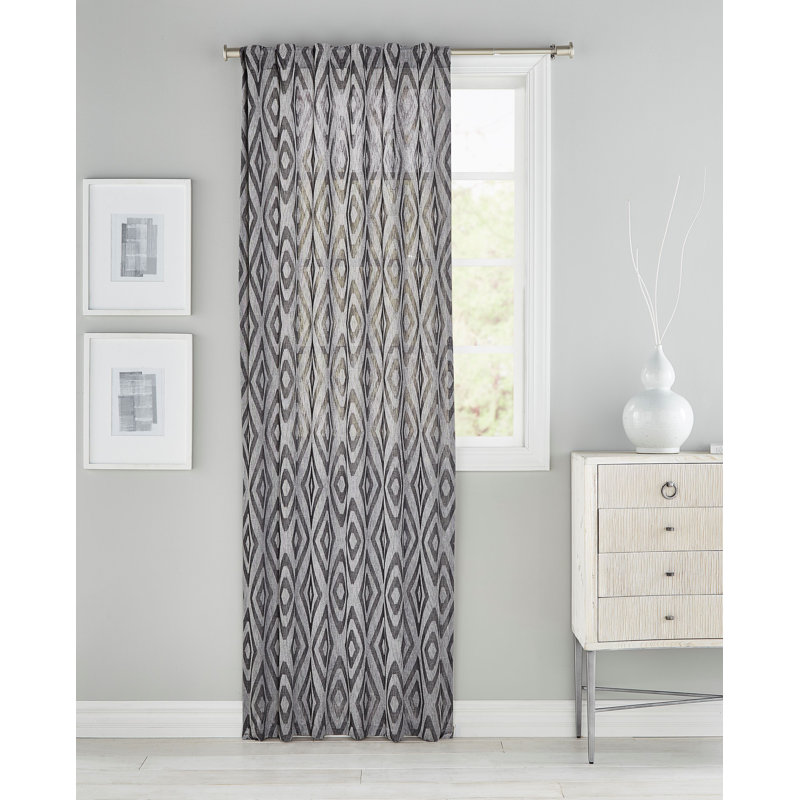 Rideau en polyester, gris, L 54 po x L 108 po