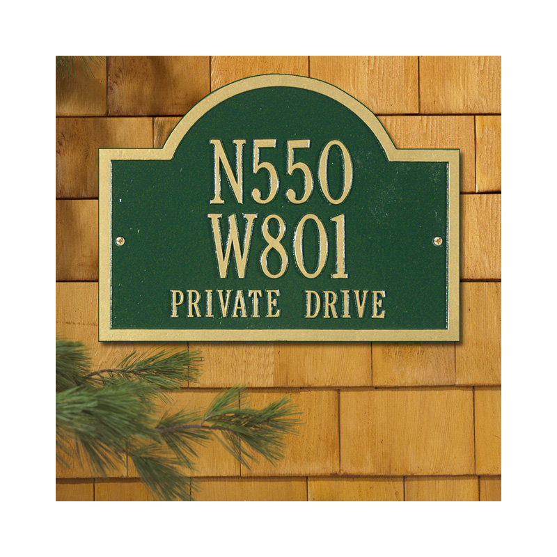 Wisconsin Special 3-Line Wall Address Plaque, Green and Gold, Yes