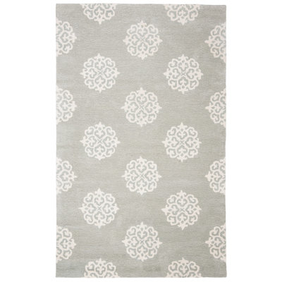 Candelo Hand Tufted Wool/Viscose Floral Rug in Gray/Ivory