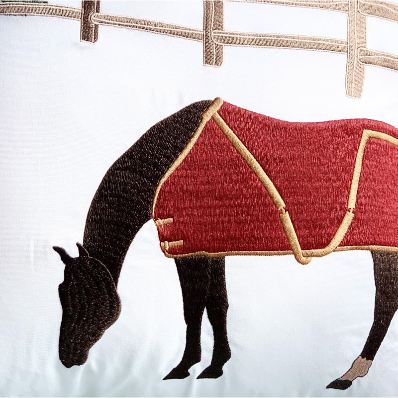 Winter Chill Embroidered Horse Outdoor Throw Pillow
