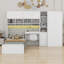 Lit plateforme en bois avec bureau, armoire, armoires, tiroirs et tablettes-1793954839