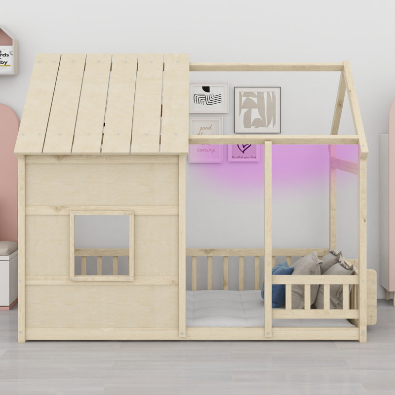 House Floor Bed Including LED  Light, Creates a Calming Bedtime Atmosphere, Natural