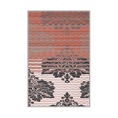 Tapis luxueux, 2,6 x 4,0 pi | 100% polyester, hauteur des poils de 0,4 po | Pois antibactérien et antidérapant en PVC | Lavable à la machine, impression numérique 3D | Parfait pour le salon et la chambre à coucher