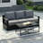 Oneita Modern Outdoor Aluminum Patio 3-Seater Sofa with 6inch Thick Grey Cushions-329227460