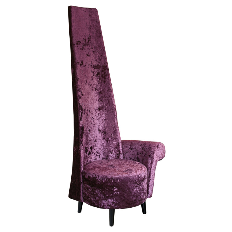High Back Occasional Chair, Black Velour, Left Arm
