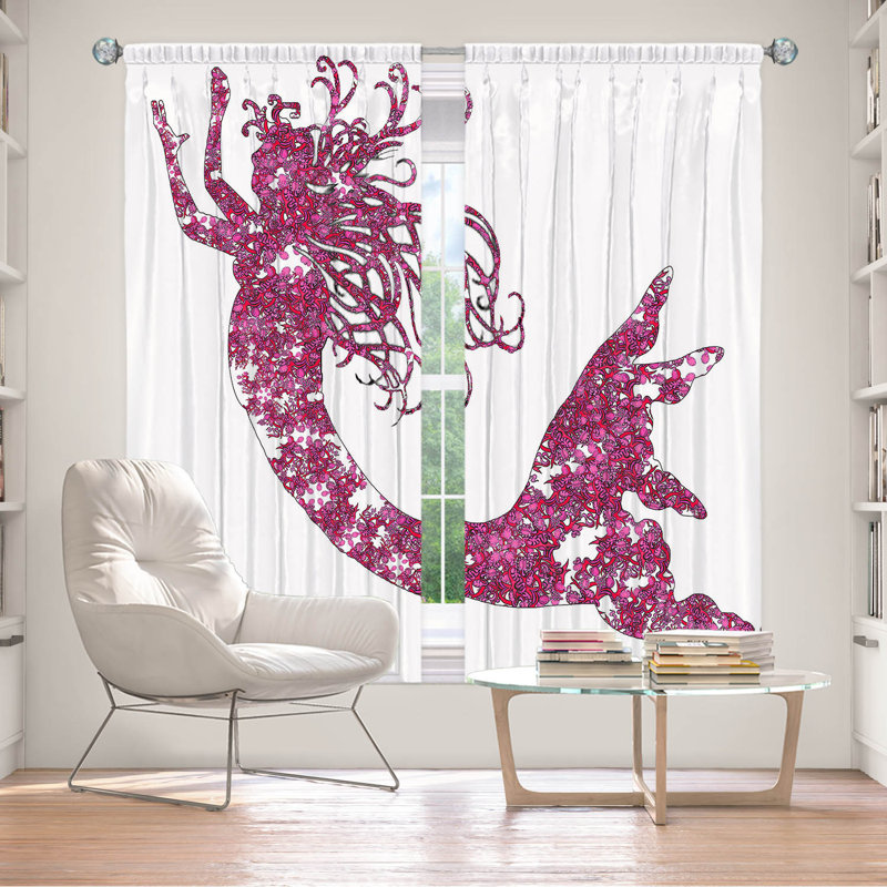 Paire de rideaux obscurcissant en polyester Rossy, Rose / blanc, L 40 po x L 82 po