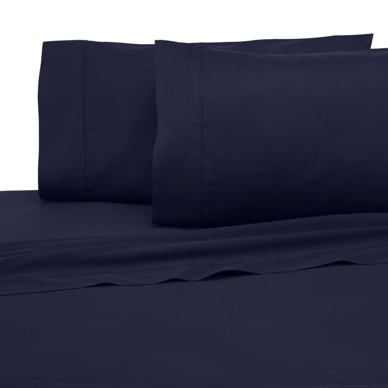 Modern Living 300 Thread Count 100% Cotton Sateen Sheet Set, Twin Flat Sheet + 1 Fitted Sheet + 1 Pillowcase, Evening Blue