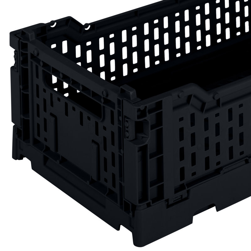 Simplify Plastic Crate, 4.13" H x 10.63" W x 6.69" L, Black