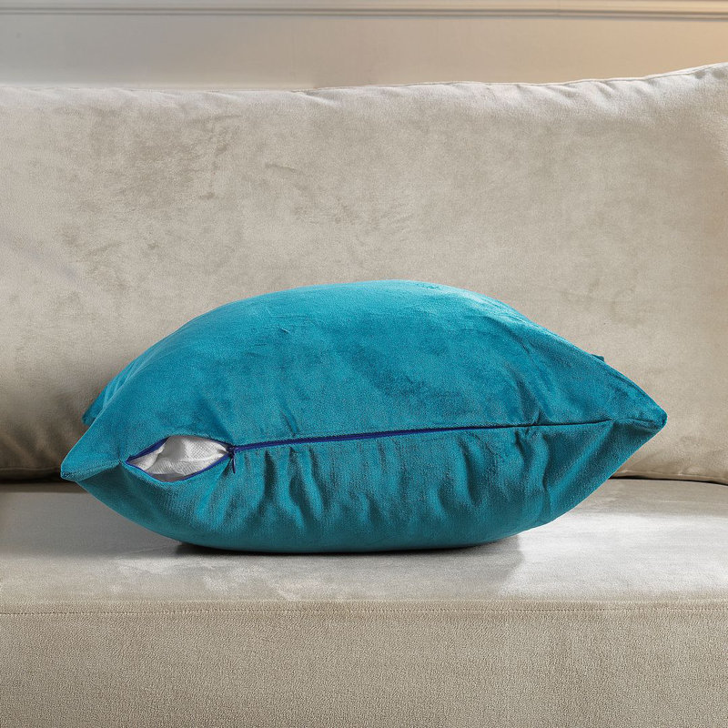 Housse de coussin en velours mat 1pc, Carré 12 po, Bleu turquoise