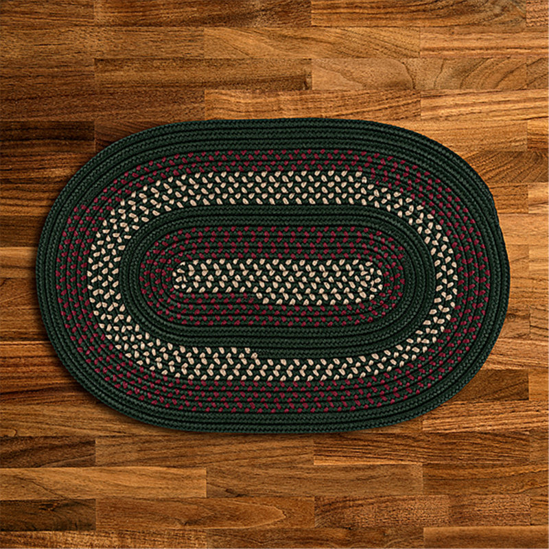 Tapis réversible intérieur / extérieur Omaha - vert forêt, Rond 10 pi