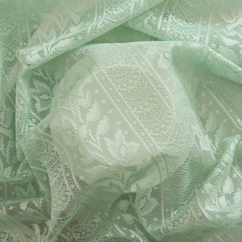 Nikole Floral Rod Pocket Lace Semi Sheer Voile Short Cafe Tiers for Small Windows - 28 x 36 Inch Length - Set of 2