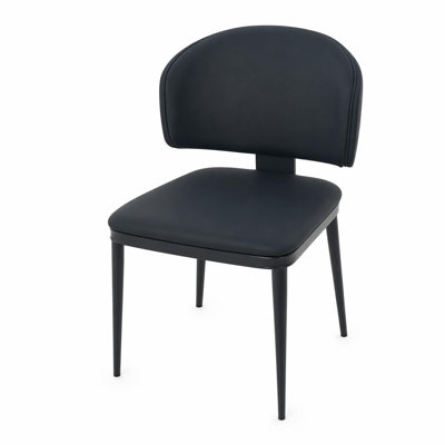 Ensemble de 2 chaises de salle à manger de style campagne moderne en lin souple noir