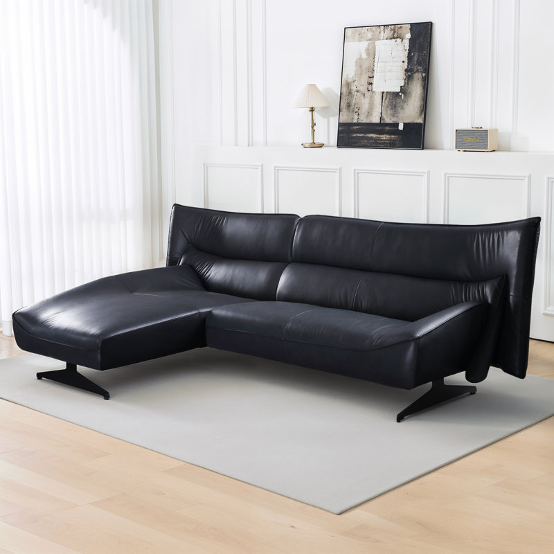 Crystin Dark Grey Armless Sectional Sofa With Metal Sled Base