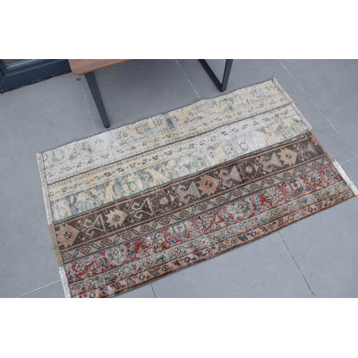 Vintage Anatolian Beige Turkish Rug Ideal for Entryway or Outdoor Nursery Decor