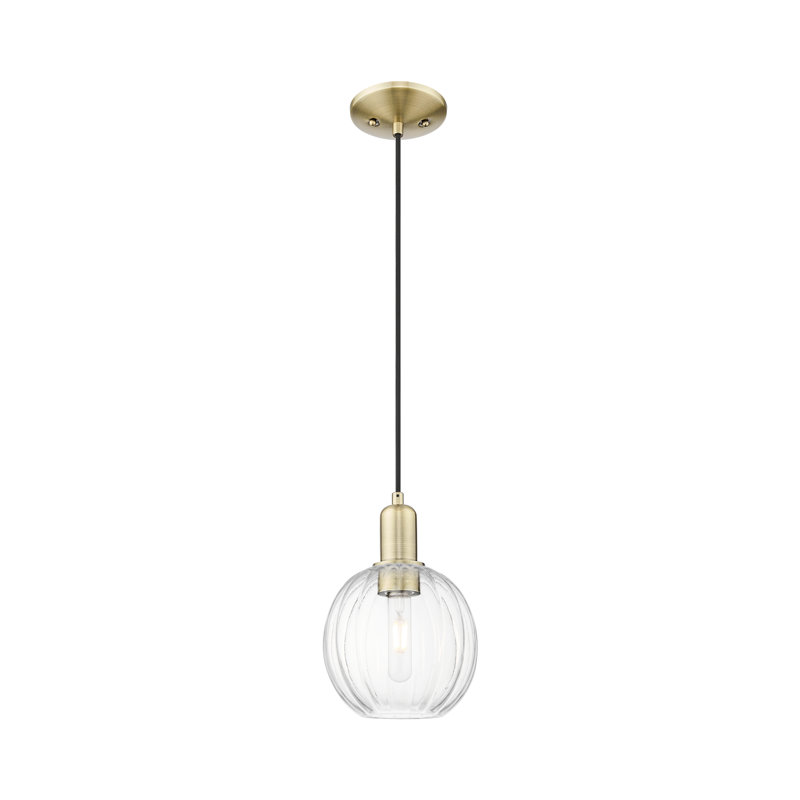 Downtown Urban - Cecil - Mini-luminaire suspendu à cordon sphérique 1 lumière de 7 po - Finition nickel brossé satiné - Abat-jour transparent