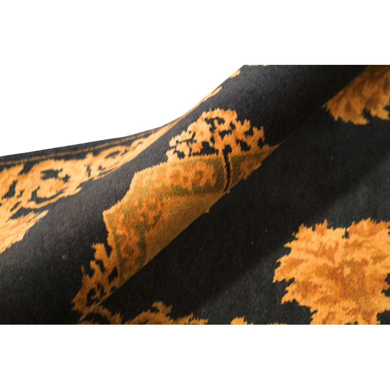Hand-Knotted High-Quality Black Area Rug