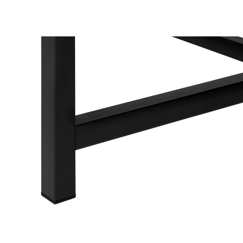 Console de coin contemporaine étroite - table noire pour le salon, la chambre à coucher, le vestibule avec plateau en stratifié et l'enceinte spacieuse en métal
