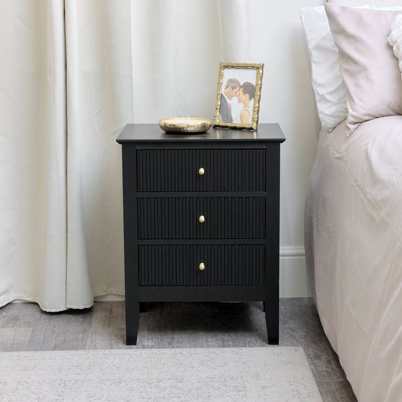 Abneer 48cm W Manufactured Wood Bedside Table, Black