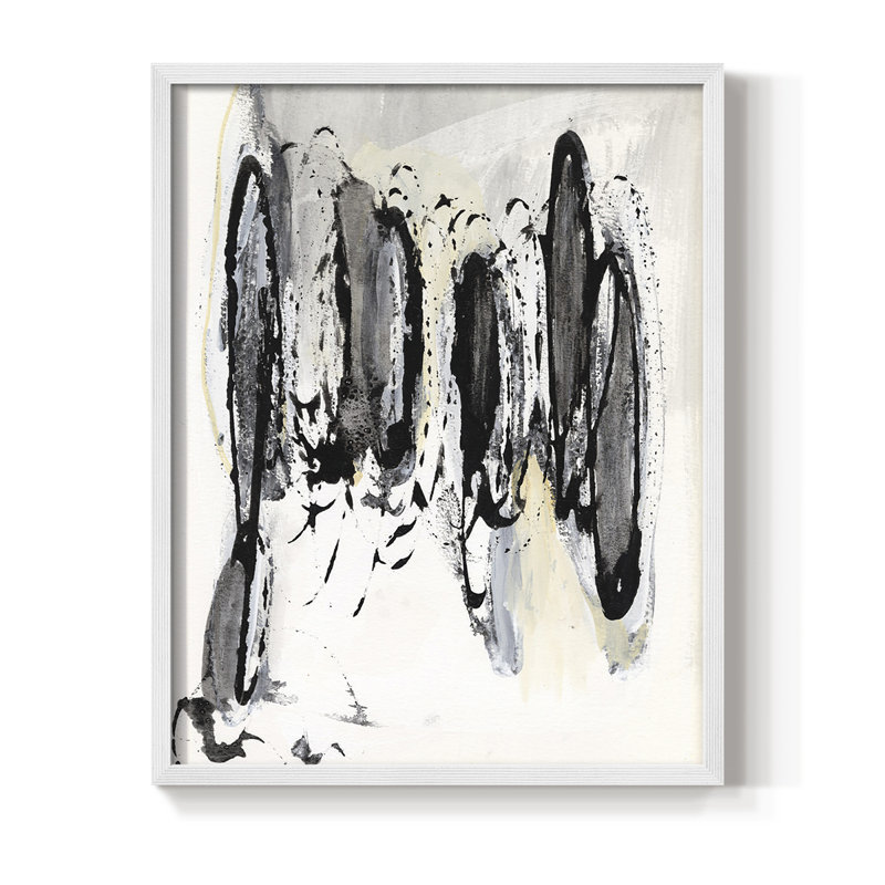 Gray Scribbles I, reproduction encadrée - bois massif, H 14 po x l 11 po, Blanc