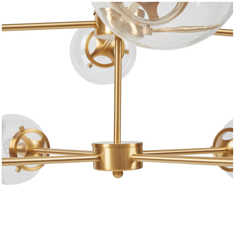 Lustre en métal 8 lumières avec ampoules sphériques dorées / transparentes Voir ci-dessous