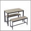 Ensemble de table de salle à manger, table de bar avec 2 bancs de salle à manger, comptoir de table de cuisine avec chaises, table de déjeuner industrielle pour la cuisine, salon, salle de réception, gris et noir, L 43,3 po x l 23,6 po x H 29,9 po