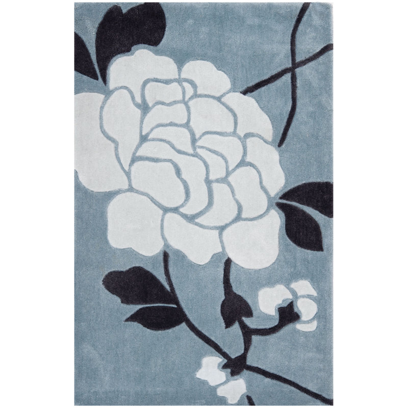 Tapis à motif floral touffeté à la main Modern Art, Rectangle 2 pi 6 po x 4 pi