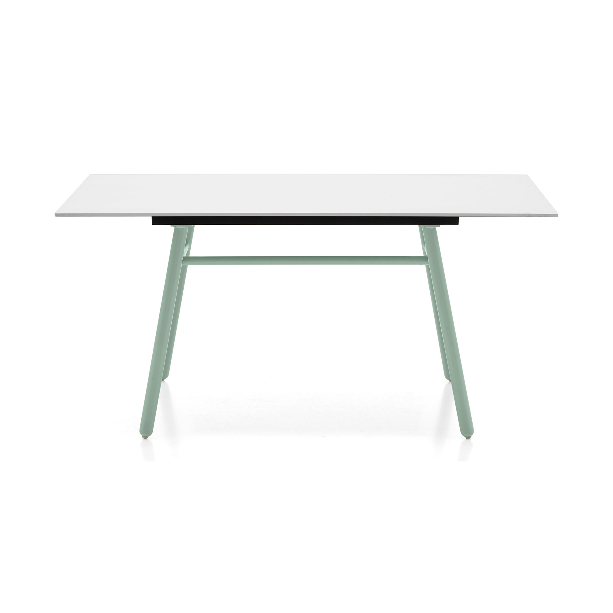 Yo! Outdoor Dining Table with Metal Legs, Matt Thyme Green, Slate White