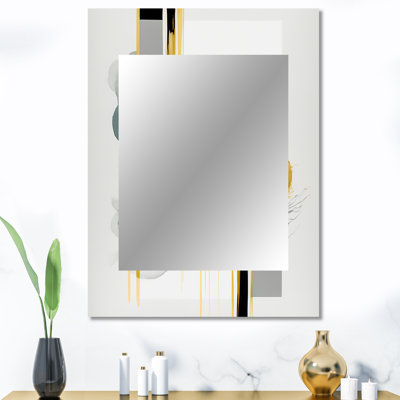 Abstract Transitional Shapes Black III - Large Wall Mirror On Metal