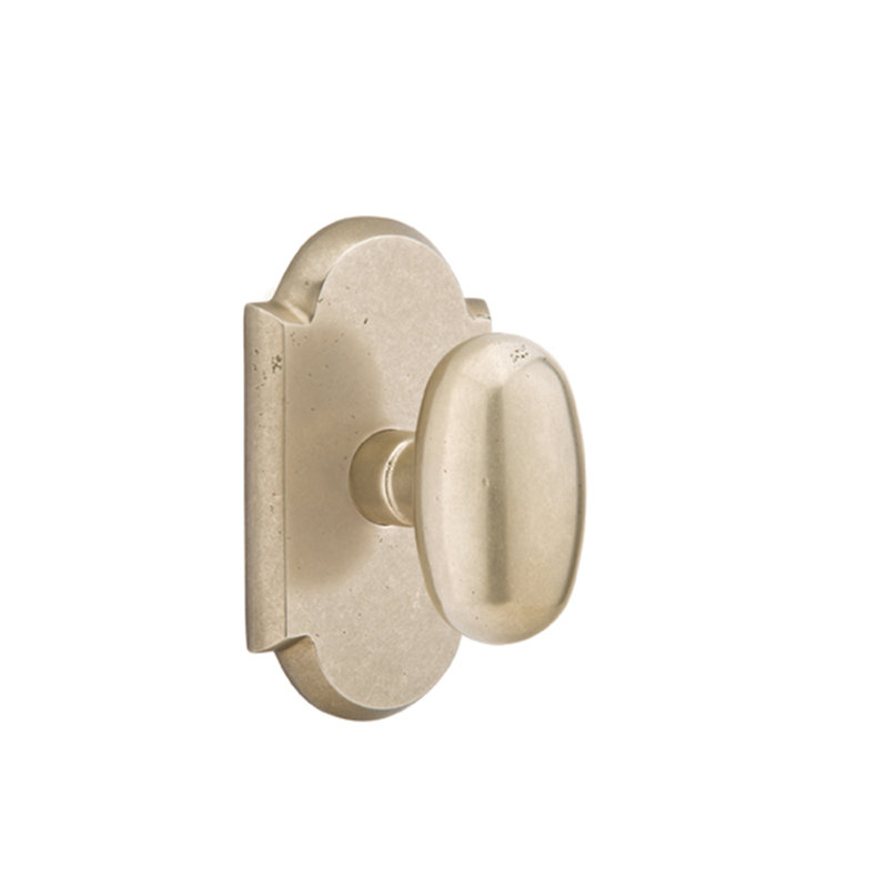 Ensemble de boutons de passage Emtek avec rosette et bouton à œufs # 1 Sandcast, Cascade bronze blanc