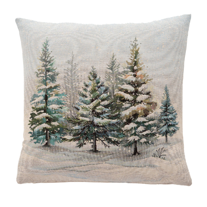 Winter Trees Woven Cushion with Fibre Filler 