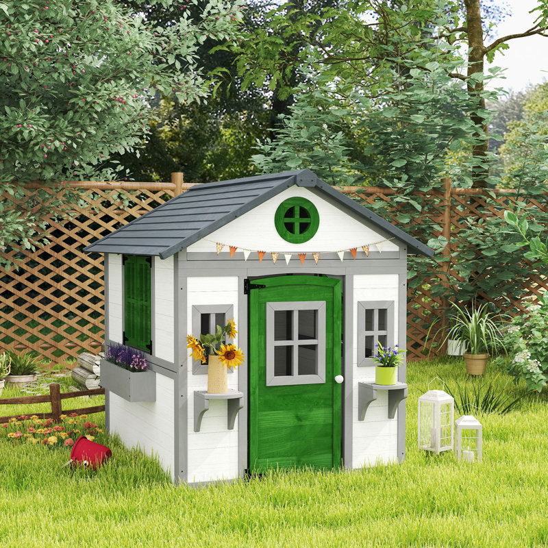 Kids Playhouse, White/ Green/ Gray