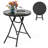 18" Folding Side Table Round Compact Coffee Table With Tempered Glass Tabletop Black 