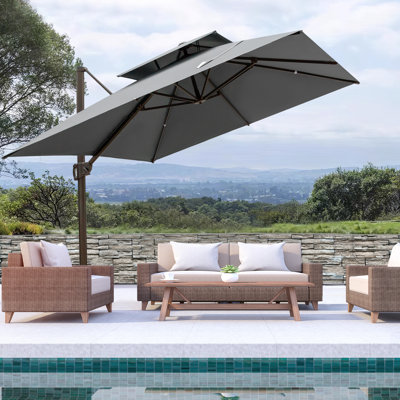 Kaiser 118'' Square Cantilever Umbrella without Weighted Base