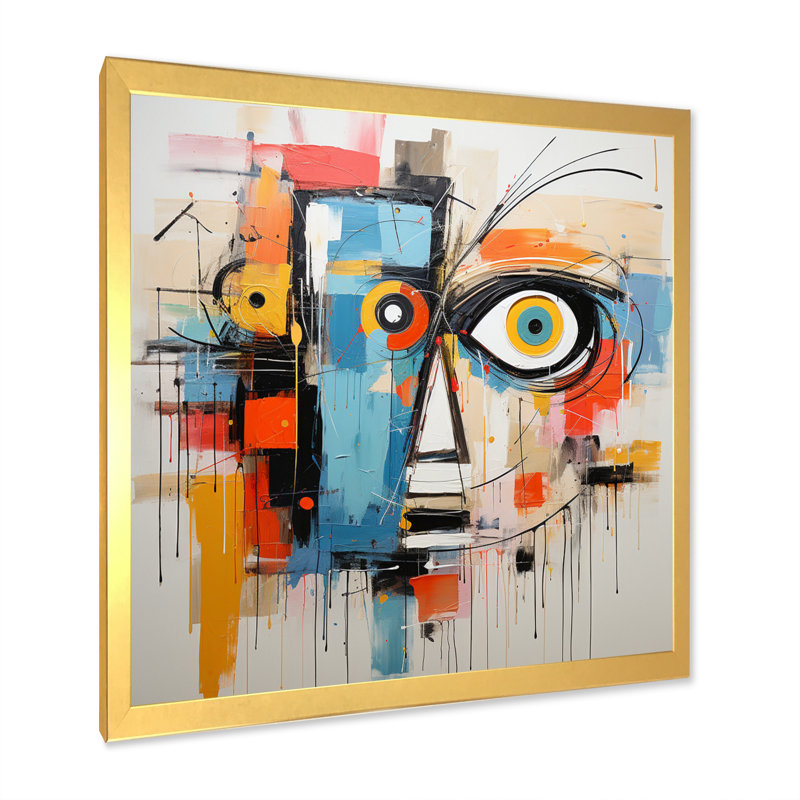Pop Pop Robot III - Imprimé, H 30 po x l 30 po x P 1 po, Cadre doré à une seule photo