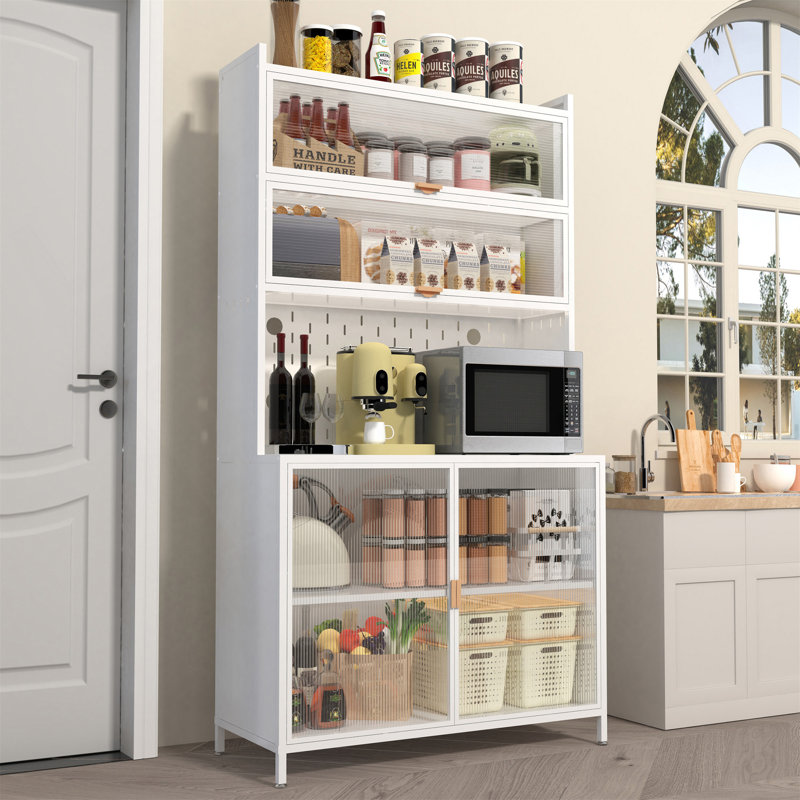 Garde-manger de 73 po de hauteur avec 6 tablettes réglables, une porte rabattable et une conception anti-basculement pour un rangement efficace