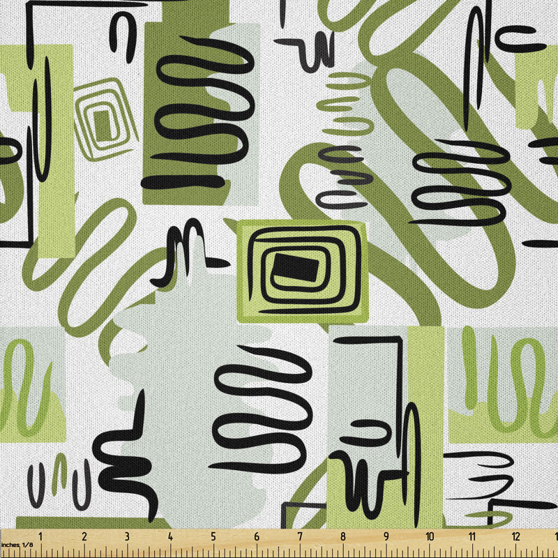 Darrious Doodle Pastel Stripes with Curved Lines Tribal Multi-Purpose Fabric