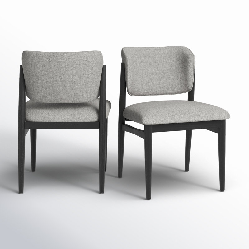 Cline Fabric Upholstered And Wood Dining Chair, Gray, Black