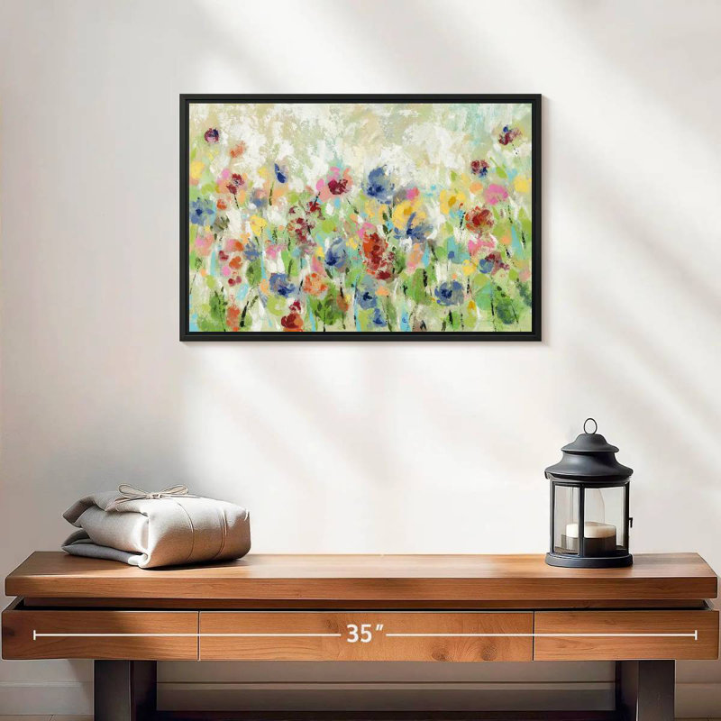 Springtime Meadow Flowers I, 19" X 13", Floating Frame Black