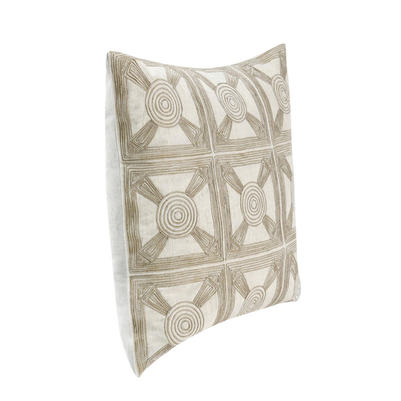Coussin Baia, Beige; crème géométrique, Carré, H 20 po x l 20 po