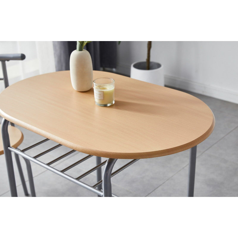 Leund 2 - Person Dining Set, Silver, Natural, Natural