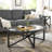 Wood 28.34"oval coffee table with glass top-1655622390
