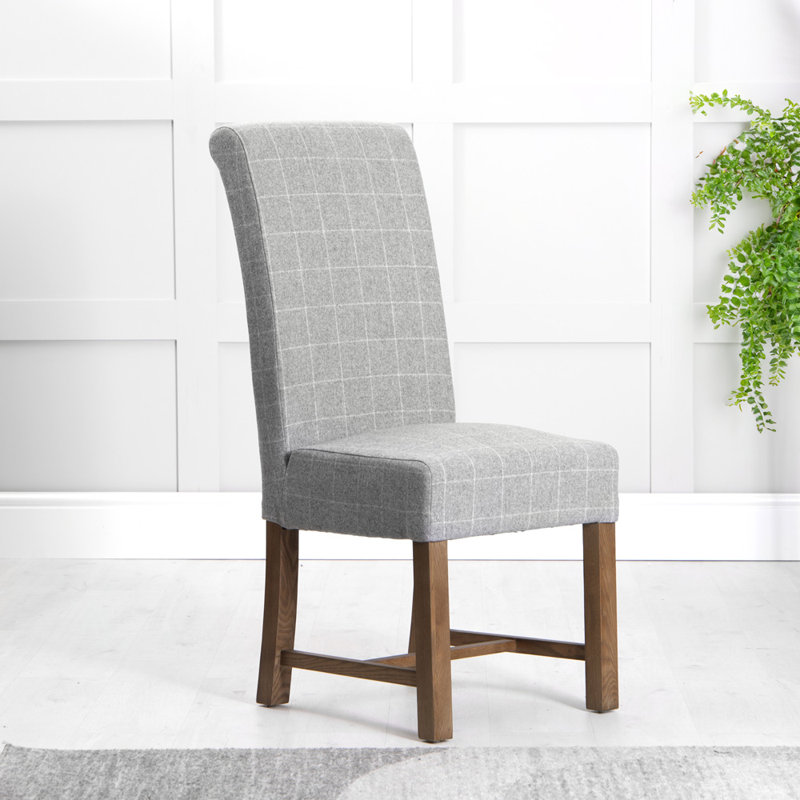 Stamford Scroll Back Chai - Check Wool, Grey, Grey