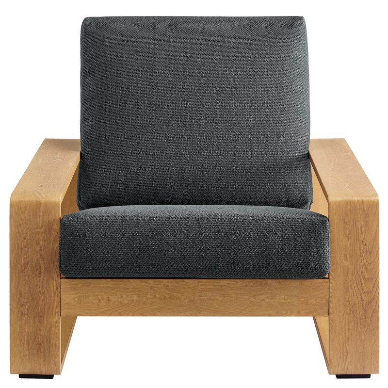 Lirienne Outdoor Patio Aluminum Faux Wood Armchairs Set Of 2, Charcoal