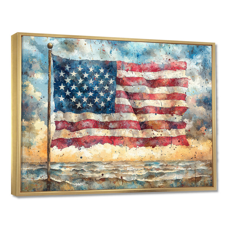 «Damage of Nixon», art mural paysages, H 12 po x l 20 po, Impression encadrée flottante, Doré