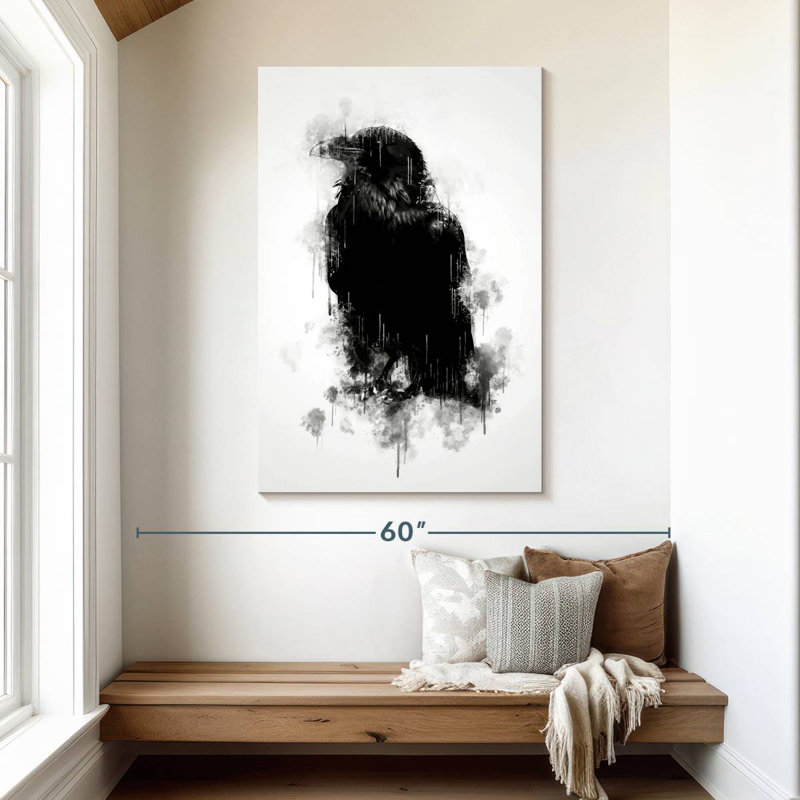 Brampt Crow Raven Black And White, 48" H x 32" W