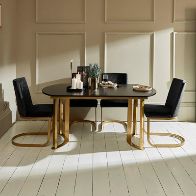 Afshana Extendable Oval Metal Base Dining Table