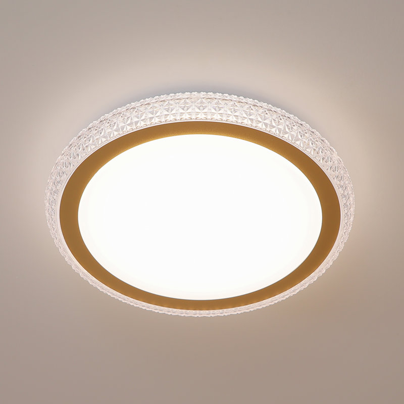 16 Inch Golden LED Crystal Ceiling Light Fixture, 24W Dimmable LED Modern Close to Ceiling Light, 3000K/4000K/5000K Adjustable Round Ceiling Chandelier for Bedroom, Hallway, ETL Listed