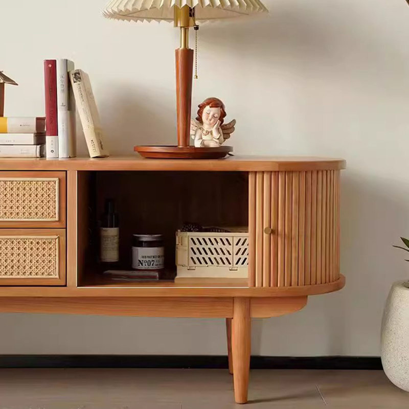Meuble télé en bois de cerisier, H 20,47 po x l 62,99 po x P 15,75 po